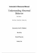 Instructor&rsquo;s Resource Manual for Understanding Abnormal Behavior&comma; 12th Edition by David Sue&comma; Chapter 1-18 &vert; All Chapters