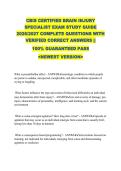 CBIS CERTIFIED BRAIN INJURY &NewLine;SPECIALIST EXAM STUDY GUIDE &NewLine;2026&sol;2027 COMPLETE QUESTIONS WITH &NewLine;VERIFIED CORRECT ANSWERS &vert;&vert; &NewLine;100&percnt; GUARANTEED PASS &NewLine;<NEWEST VERSION>