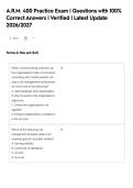 A&period;R&period;M&period; 400 Practice Exam &vert; Questions with 100&percnt;&NewLine;Correct Answers &vert; Verified &vert; Latest Update&NewLine;2026&sol;2027