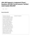 ARM 400&colon; Segment A&comma; Assignment 2 Exam &vert;&NewLine;Questions with 100&percnt; Correct Answers &vert; Verified &vert;&NewLine;Latest Update 2026&sol;2027