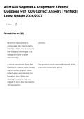 ARM 400 Segment A Assignment 3 Exam &vert;&NewLine;Questions with 100&percnt; Correct Answers &vert; Verified &vert;&NewLine;Latest Update 2026&sol;2027