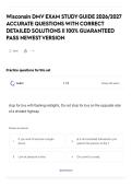 Wisconsin DMV EXAM STUDY GUIDE 2026&sol;2027 ACCURATE QUESTIONS WITH CORRECT DETAILED SOLUTIONS &vert;&vert; 100&percnt; GUARANTEED PASS NEWEST VERSION
