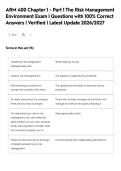 ARM 400 Chapter 1 - Part 1 The Risk Management&NewLine;Environment Exam &vert; Questions with 100&percnt; Correct&NewLine;Answers &vert; Verified &vert; Latest Update 2026&sol;2027