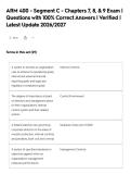 ARM 400 - Segment C - Chapters 7&comma; 8&comma; & 9 Exam &vert;&NewLine;Questions with 100&percnt; Correct Answers &vert; Verified &vert;&NewLine;Latest Update 2026&sol;2027