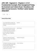 ARM 400 - Segment A - Chapters 1&comma; 2&comma; & 3&NewLine;Fundamental Concepts&comma; Risk Management Today&comma;&NewLine;Environment and Culture Exam &vert; Questions with&NewLine;100&percnt; Correct Answers &vert; Verified &vert; Latest Update&NewLine;2026&sol;2027
