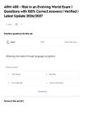 ARM 400 - Risk in an Evolving World Exam &vert;&NewLine;Questions with 100&percnt; Correct Answers &vert; Verified &vert;&NewLine;Latest Update 2026&sol;2027