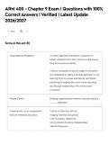 ARM 400 - Chapter 9 Exam &vert; Questions with 100&percnt;&NewLine;Correct Answers &vert; Verified &vert; Latest Update&NewLine;2026&sol;2027