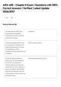 ARM 400 - Chapter 8 Exam &vert; Questions with 100&percnt;&NewLine;Correct Answers &vert; Verified &vert; Latest Update&NewLine;2026&sol;2027