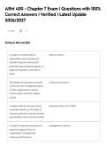 ARM 400 - Chapter 7 Exam &vert; Questions with 100&percnt;&NewLine;Correct Answers &vert; Verified &vert; Latest Update&NewLine;2026&sol;2027