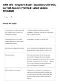 ARM 400 - Chapter 6 Exam &vert; Questions with 100&percnt;&NewLine;Correct Answers &vert; Verified &vert; Latest Update&NewLine;2026&sol;2027
