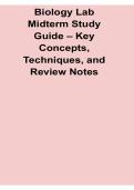Biology Lab Midterm Study Guide Key Concepts Techniques and Review Notes Questions and Answers with Solution 2025&sol; 2026