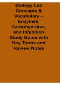 Biology Lab Concepts & Vocabulary Enzymes Carbohydrates and Inhibition Study Guide with Key Questions and Answers with Solution 2025&sol; 2026