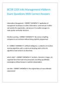 BCOR 2205 Info Management Midterm Exam Questions With Correct Answers 