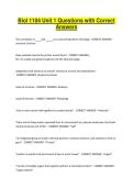 Biol 1104 Unit 1 Questions with Correct Answers