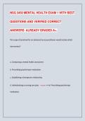 NSG 3450 Mental Health Exam 1&colon; Study Guide with Verified Questions & Answers