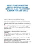 NUR 170 EXAM 3 CONCEPTS OF&NewLine;MEDICAL-SURGICAL NURSING&NewLine;VERSION A&comma; B&comma; AND PRACTICE TEST&NewLine;QUESTION BANK &lpar;2026 Edition&rpar;