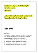 Psychiatric & Mental Health Nursing for Canadian Practice 5th Edition Test Bank with Rationales &vert; 700&plus; NCLEX-Style Questions &vert; Complete Chapter Coverage &vert; Canadian Nursing Exam Prep