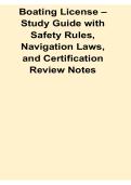 Boating License Study Guide with Safety Rules Navigation Laws and Certification Review Notes Questions and Answers with Solution 2025&sol; 2026