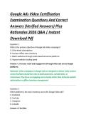 Google Ads Video Certification &NewLine;Examination Questions And Correct &NewLine;Answers &lpar;Verified Answers&rpar; Plus &NewLine;Rationales 2026 Q&A &vert; Instant &NewLine;Download Pdf 