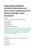 Google Analytics Certification &NewLine;Examination &lpar;GA4&rpar; Questions And &NewLine;Correct Answers &lpar;Verified Answers&rpar; Plus &NewLine;Rationales 2026 Q&A &vert; Instant &NewLine;Download Pdf 