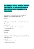 VOLLEYBALL SCORER OFFICIAL SCORING &NewLine;PROCEDURES ACTUAL QUESTIONS AND &NewLine;CORRECT ANSWERS COMPREHENSIVE &NewLine;STUDY GUIDE 