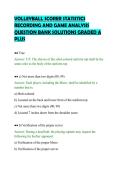 VOLLEYBALL SCORER STATISTICS &NewLine;RECORDING AND GAME ANALYSIS &NewLine;QUESTION BANK SOLUTIONS GRADED A &NewLine;PLUS 