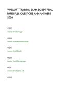 WALMART TRAINING EXAM SCRIPT FINAL &NewLine;PAPER FULL QUESTIONS AND ANSWERS &NewLine;2026 