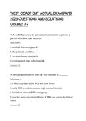 WEST COAST EMT ACTUAL EXAM PAPER &NewLine;2026 QUESTIONS AND SOLUTIONS &NewLine;GRADED A&plus; 