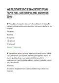 WEST COAST EMT EXAM SCRIPT FINAL &NewLine;PAPER FULL QUESTIONS AND ANSWERS &NewLine;2026