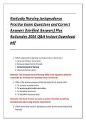 Kentucky Nursing Jurisprudence &NewLine;Practice Exam Questions and Correct &NewLine;Answers &lpar;Verified Answers&rpar; Plus &NewLine;Rationales 2026 Q&A Instant Download &NewLine;pdf 
