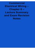 Commercial Electrical Wiring Chapter 8 Lecture Summary and Exam Revision Notes Questions and Answers with Solution 2025&sol; 2026