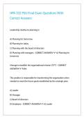 HPA 332 PSU Final Exam Questions With Correct Answers