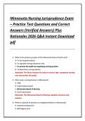 Minnesota Nursing Jurisprudence Exam &ndash; Practice Test Questions and Correct &NewLine;Answers &lpar;Verified Answers&rpar; Plus &NewLine;Rationales 2026 Q&A Instant Download &NewLine;pdf 