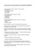 SRO SCHOOL QUESTIONS WITH VERIFIED ANSWERS