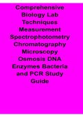 Comprehensive Biology Lab Techniques Measurement Spectrophotometry Chromatography Microscopy Questions and Answers with Solution 2025&sol; 2026