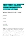 WGU D336 BUSINESS OF IT APPLICATIONS &NewLine;ACTUAL QUESTIONS AND CORRECT &NewLine;ANSWERS COMPLETE INFORMATION &NewLine;TECHNOLOGY STUDY GUIDE