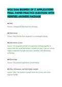 WGU D336 BUSINESS OF IT APPLICATIONS &NewLine;FINAL PAPER PRACTICE QUESTIONS WITH &NewLine;VERIFIED ANSWERS PACKAGE 