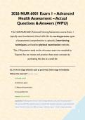 2026 NUR 6001 Exam 1 &ndash; Advanced Health Assessment &ndash; Actual Questions & Answers &lpar;WPU&rpar;&NewLine;&NewLine;