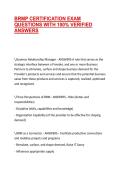 BRMP CERTIFICATION EXAM QUESTIONS WITH 100&percnt; VERIFIED ANSWERS