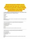 NUR 233 PSYCHIATRIC & MENTAL HEALTH NURSING EXAM PREP 2026&ndash;2027- 250 NCLEX-STYLE PRACTICE QUESTIONS&comma; VERIFIED ANSWERS&comma; DETAILED RATIONALES&comma; CASE STUDIES&comma; AND COMPREHENSIVE REVIEW GUIDE