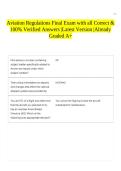 Aviation Regulations Final Exam with all Correct & 100&percnt; Verified Answers &vert;Latest Version &vert;Already Graded A&plus;