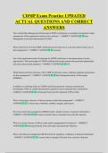 CDMP Exam Practice UPDATED &NewLine;ACTUAL QUESTIONS AND CORRECT &NewLine;ANSWERS