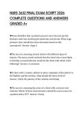 NURS 3632 FINAL EXAM SCRIPT 2026&NewLine;COMPLETE QUESTIONS AND ANSWERS&NewLine;GRADED A&plus;