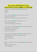 ACA Exam UPDATED ACTUAL &NewLine;QUESTIONS AND CORRECT ANSWERS