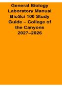 General Biology Laboratory Manual BioSci 100 Study Guide College of the Canyons 2026 Updated Lecture Summary