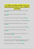 Air Traffic Controller Aptitude Test Exam &NewLine;UPDATED QUESTIONS AND CORRECT &NewLine;ANSWERS