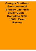 Georgia Southern Environmental Biology Lab Final Study Guide Complete BIOL 1001L Exam Review 2026 Updated Lecture Summary