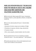 NURS 5315 PATHOPHYSIOLOGY THE BIOLOGIC&NewLine;BASIS FOR DISEASE IN ADULTS AND CHILDREN&NewLine;2026 EXAM PREP QUESTIONS AND&NewLine;SOLUTIONS GUARANTEED PASS&NewLine;