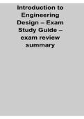 Introduction to Engineering Design Exam Study Guide 2026 Updated Design Process and Review Summary