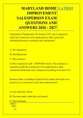 MARYLAND HOME &NewLine;IMPROVEMENT &NewLine;SALESPERSON EXAM &NewLine;QUESTIONS AND &NewLine;ANSWERS 2026 - 2027